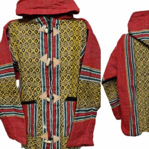 Bajamult 031 Moroccan Cashmere Wool Blend Bright Gold Red Hooded Baja Jacket 205248 Copy