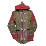 Bajamult 032 Moroccan Cashmere Wool Blend Beige Red Hooded Baja Jacket 205249