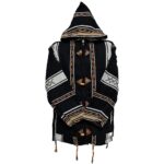 Bajawpc 3 Luxury Black Multi Striped Moroccan Cashmere Wool Blend Baja Jerga Jacket With Zipper (10)