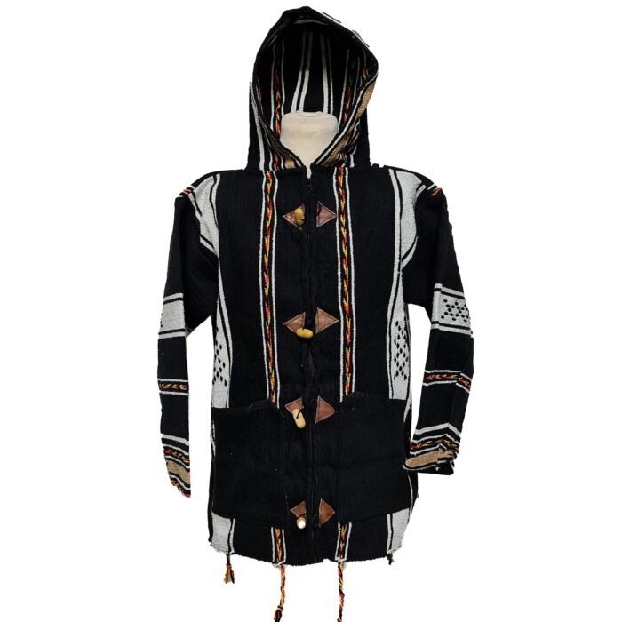 Bajawpc 3 Luxury Black Multi Striped Moroccan Cashmere Wool Blend Baja Jerga Jacket With Zipper (11)