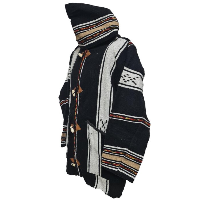 Bajawpc 97 Luxury Black Multi Striped Moroccan Cashmere Wool Blend Baja Jerga Jacket With Zipper (2)