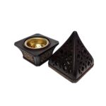 Bakh 0922 Ceramic Incense Bakhoor Burner, Arabic Letters Burner High Quality Magnetic Top Dark Brown Pic2