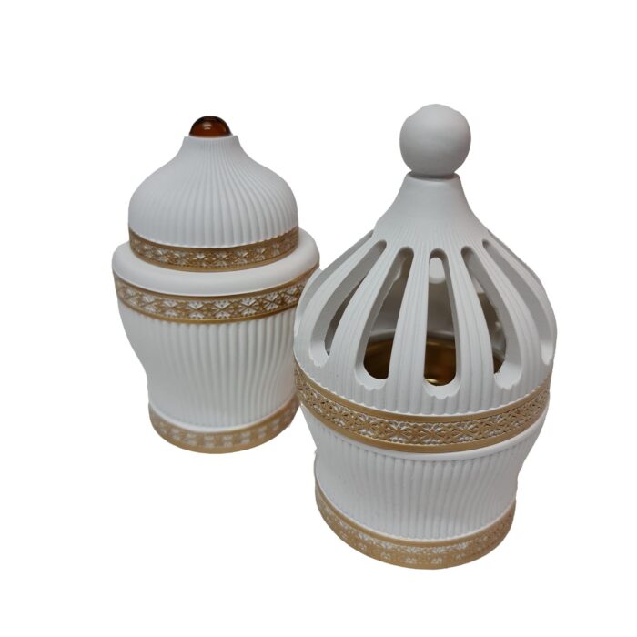 Bakh 6014 Ceramic Incense Bakhoor Burner,white Burner High Quality Magnetic Top White Pic1