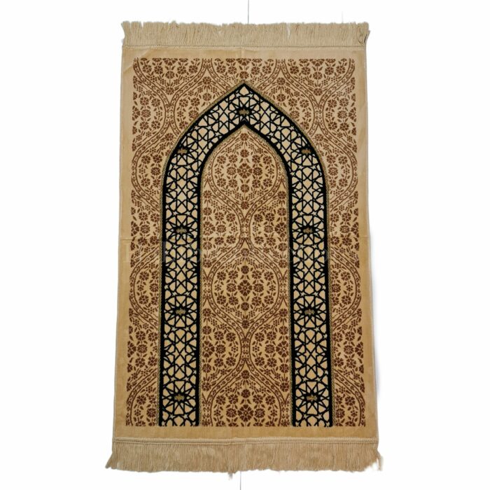 Baraka 005 New Safa Islamic Floral Design Prayer Mat From Turkey Beige Green Prayer Mat Habibicollections