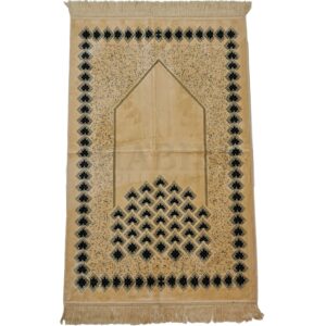 Baraka 006 New Safa Islamic Floral Design Prayer Mat From Turkey Black