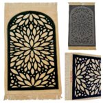 Baraka 007 Navy Blue High Quality Floral Islamic Prayer Mat From Turkey (8)