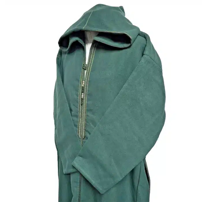 Bgmncshwl 001 Men's Cashmere Wool Thick Green Hooded Long Sleeve Moroccan Thobe Jubba Djellaba (5)