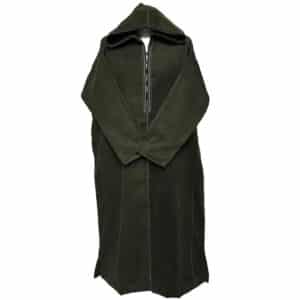 Bgmncshwl 0065 Men’s Cashmere Wool Thick Olive Green Long Sleeve Moroccan Hooded Thobe Jubba Djellaba (5)