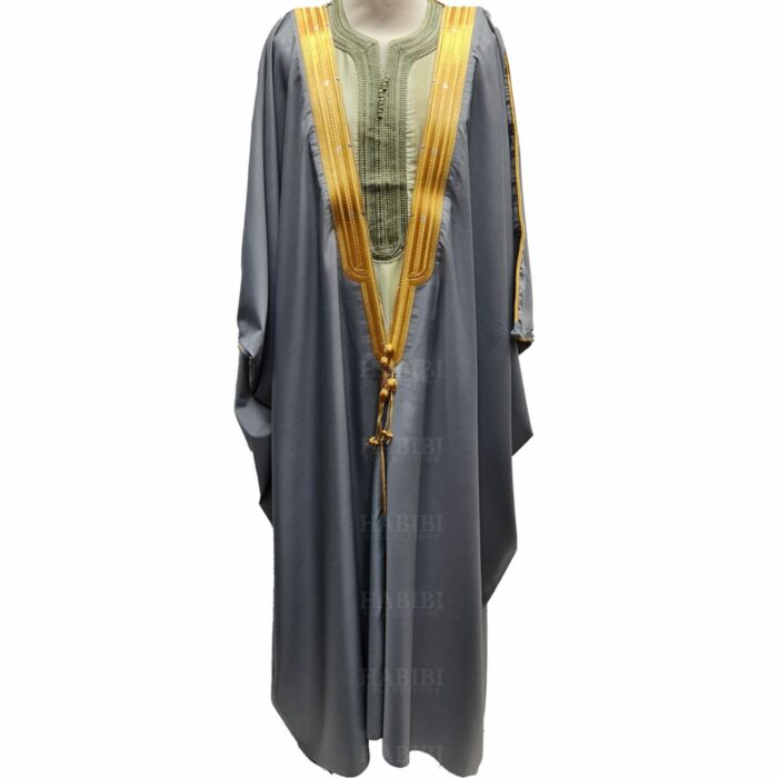 Bishtjum 002a Men’s Long Sleeves Arabian Bisht Olive Cloak Arab Dress Thobe Islam Robe Eid 153258