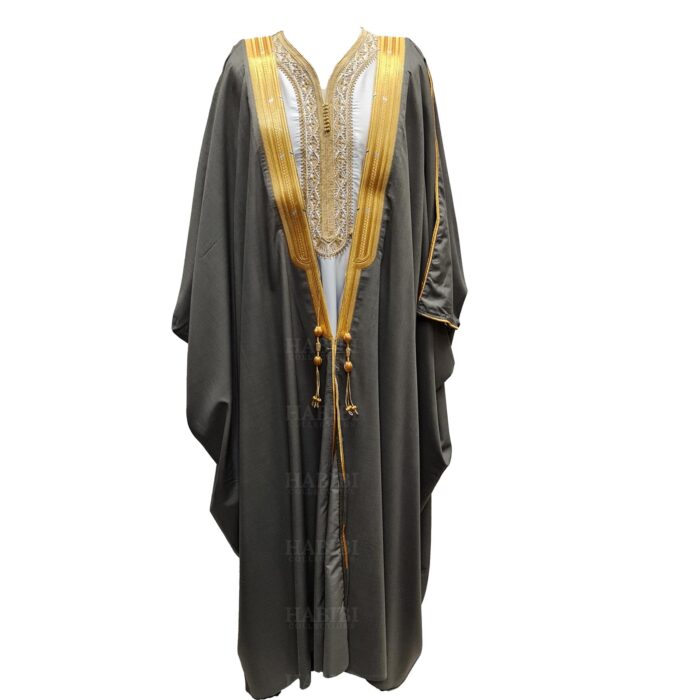 Bishtjum 004c Men’s Long Sleeves Arabian Bisht Olive Cloak Arab Dress Thobe Islam Robe Eid 154247