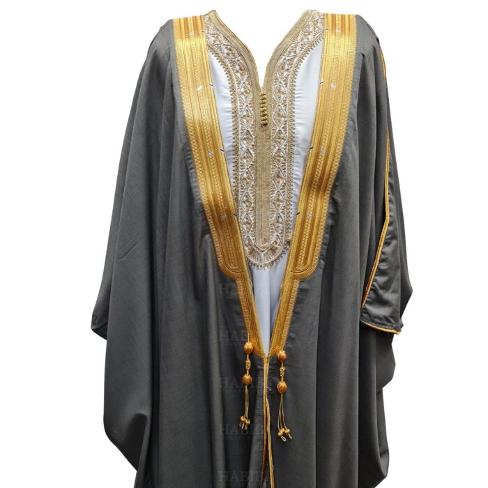Bishtjum 004c Men’s Long Sleeves Arabian Bisht Olive Cloak Arab Dress Thobe Islam Robe Eid 154257