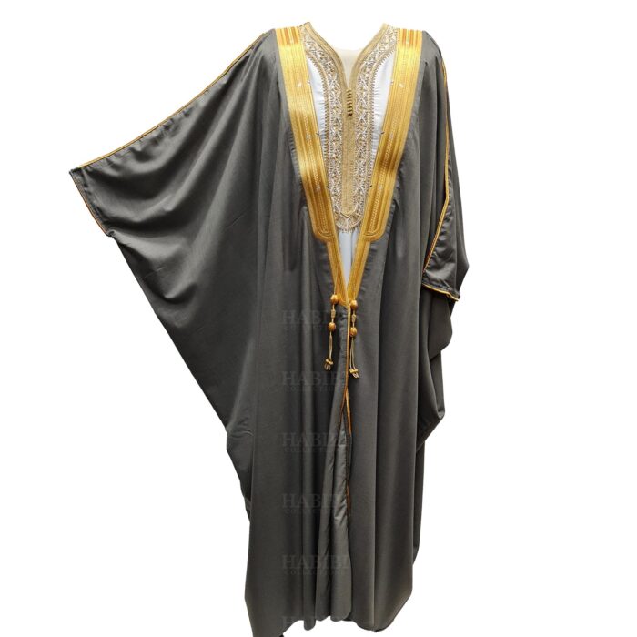 Bishtjum 004c Men’s Long Sleeves Arabian Bisht Olive Cloak Arab Dress Thobe Islam Robe Eid 154337