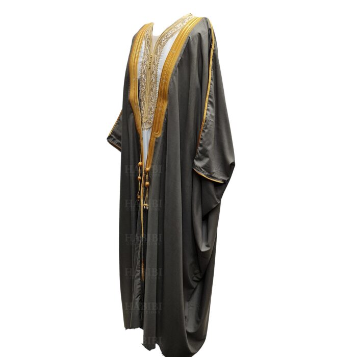 Bishtjum 004c Men’s Long Sleeves Arabian Bisht Olive Cloak Arab Dress Thobe Islam Robe Eid 154356