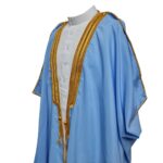 Bishtshlv 002 Men's Premium Short Sleeve Arabian Bisht Blue Cloak Arab Dress Thobe Islam Robe Eid 093829