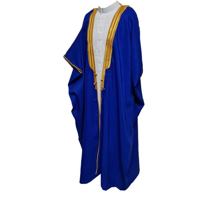 Bishtshlv 004 Men's Premium Short Sleeve Arabian Bisht Royal Blue Cloak Arab Dress Thobe Islam Robe Eid 092859