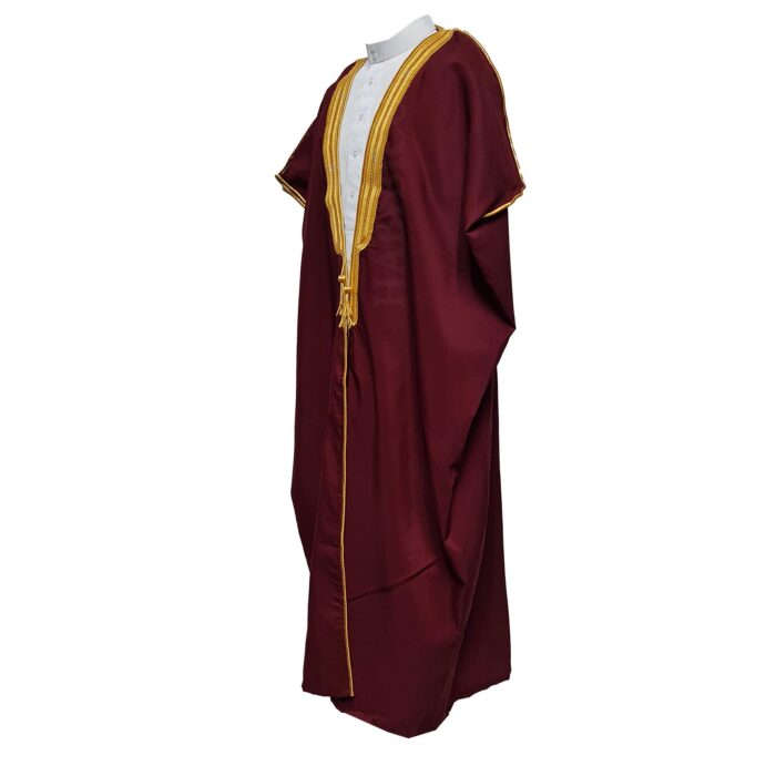 Bishtshlv 006 Men's Premium Short Sleeve Arabian Bisht Burgundy Cloak Arab Dress Thobe Islam Robe Eid 091203