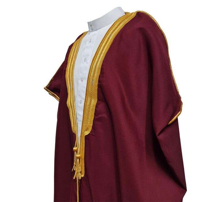 Bishtshlv 006 Men's Premium Short Sleeve Arabian Bisht Burgundy Cloak Arab Dress Thobe Islam Robe Eid 091212