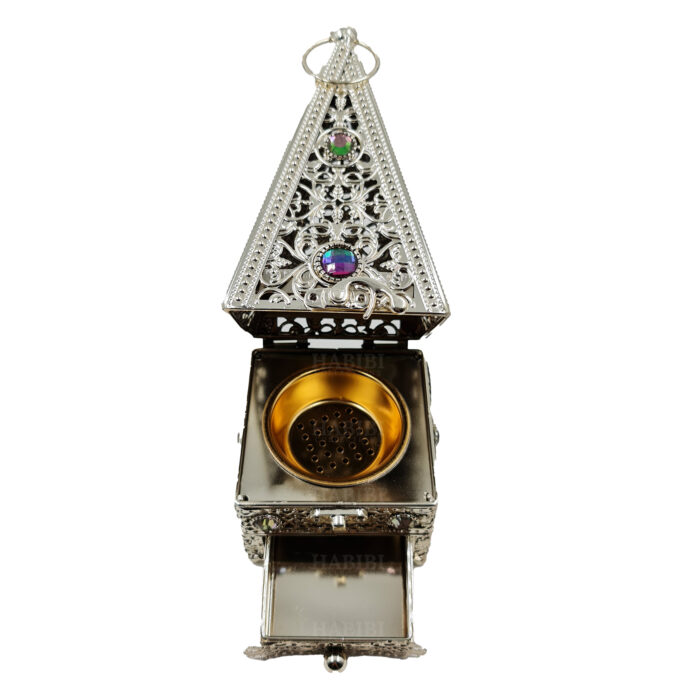 Bakh0744 Metal Silver Incense Bakhoor Burner High Quality Magnetic Top 0619 185606