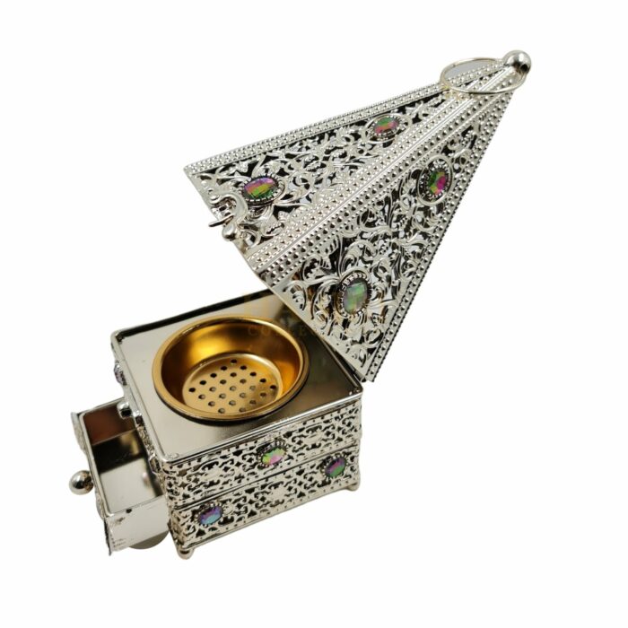 Bakh0744 Metal Silver Incense Bakhoor Burner High Quality Magnetic Top 0619 185631