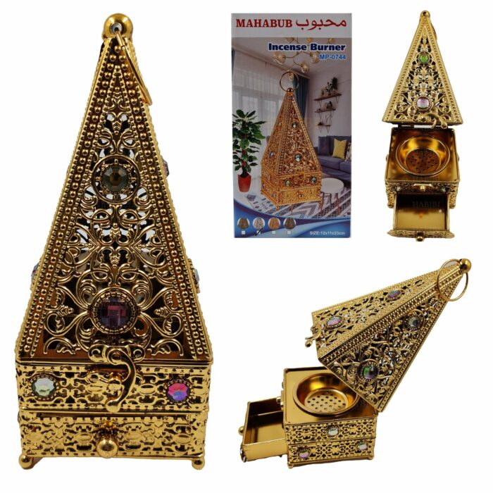 Bakhgld0744 Metal Gold Incense Bakhoor Burner High Quality Magnetic Top 06 19t191956.700