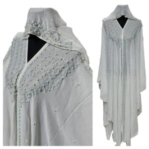 Women's White Chiffon Open Kimono Abaya Long Maxi Jilbab Burka