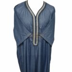 Men Moroccan Short Sleeves Thobes Jubba Kandora Blue/White. High quality luxury Men’s Moroccan thobe. Extremely beautiful quality with a lovely soft feel and texture. Brand new, with original plastic wrap included. We are known to many for our extensive Moroccan clothing collection. Beautiful material.