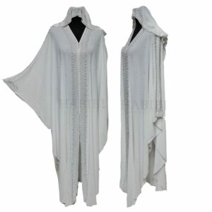 Women's White Chiffon Open Kimono Abaya Long Maxi Jilbab Burka