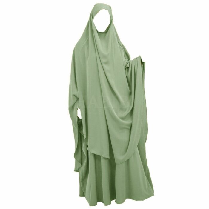 Burqa2pc Khimar Jilbab Overhead Prayer Dress Set Muslim Women Hijab Abaya Niqab Burqa 2pc Light Green