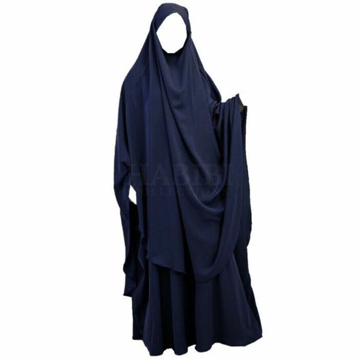 Burqa2pc Khimar Jilbab Overhead Prayer Dress Set Muslim Women Hijab Abaya Niqab Burqa 2pc Navy Blue