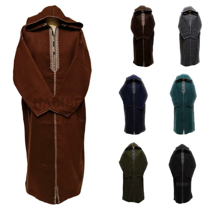 Cashwl 001 Habibicollections Mens Moroccan Cashmere Wool Thobe Jubba Hooded Long Sleeve Img1