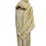 Cmwbgdwpc 010 Moroccan Cashmere Wool Blend Beige Mustard Striped Hooded Thobe Djellaba (4)