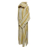 Cmwbgdwpc 010 Moroccan Cashmere Wool Blend Beige Mustard Striped Hooded Thobe Djellaba (7)