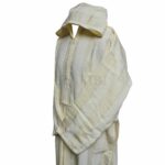 Cmwcrm 001 Cream Striped Moroccan Cashmere Wool Blend Hooded Thobe Habibi Collections 141953