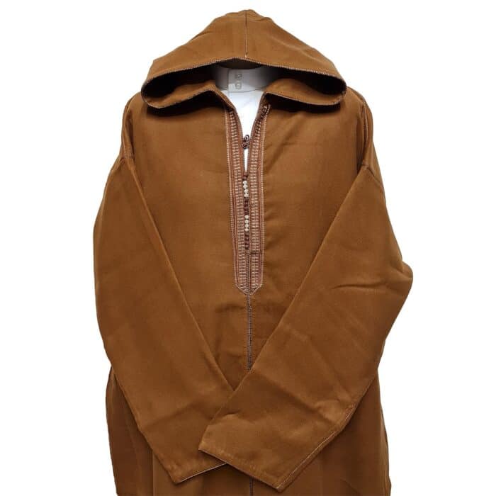 Cshmrwlplus 1pc008 Plus Size Super Warm Brown Moroccan Winter Cashmere Wool Blend Hooded Thobe Djellaba (1)