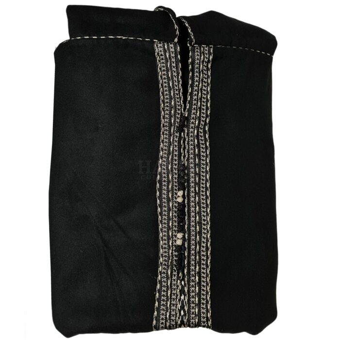 Cshwl 002 Black Moroccan Cashmere Wool Blend Hooded Thobe Habibi Collections (59)