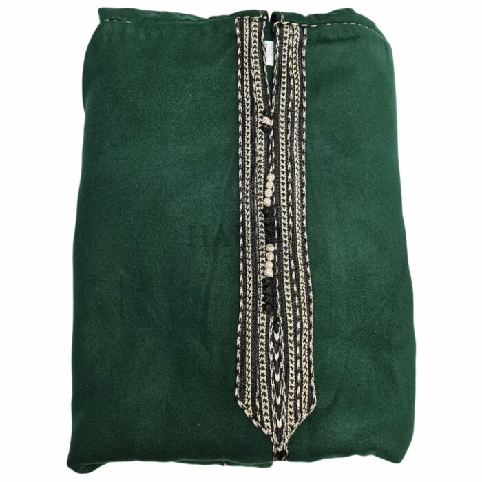 Cshwl 006 Green Mens Moroccan Cashmere Wool Blend Hooded Thobe Habibi Collections (10)