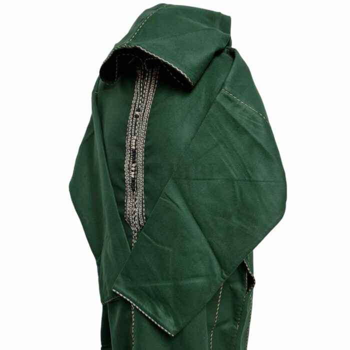 Cshwl 006 Green Mens Moroccan Cashmere Wool Blend Hooded Thobe Habibi Collections (11)