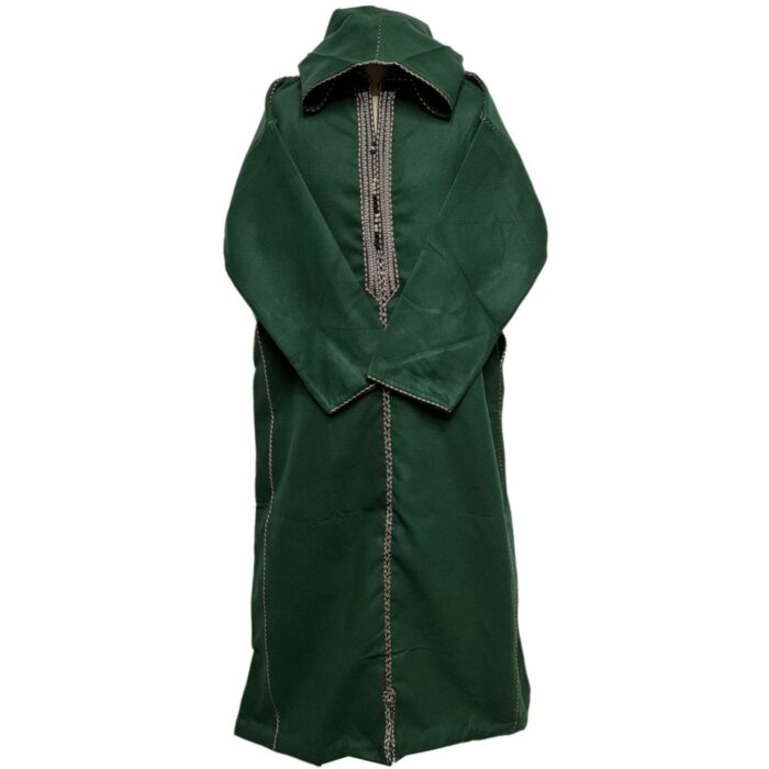 Cshwl 006 Green Mens Moroccan Cashmere Wool Blend Hooded Thobe Habibi Collections (13)
