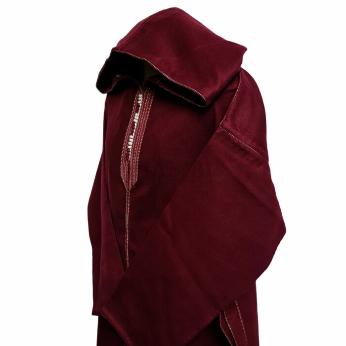 Cshwl 014 Maroon Moroccan Cashmere Wool Blend Hooded Thobe Habibi Collections Drkk