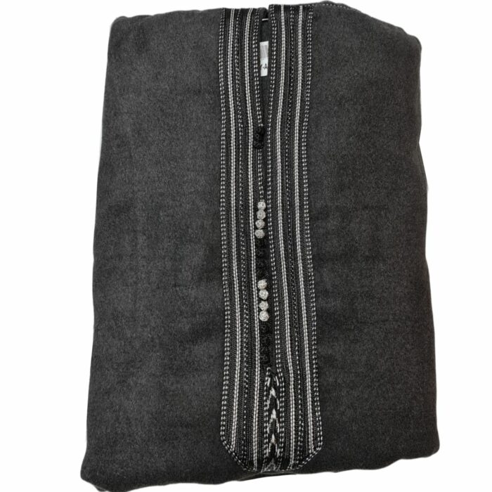 Cshwlsupa Azd021 Grey Mens Moroccan Cashmere Wool Blend Thobe Jubba Djelleba