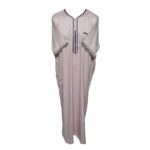 Cstmmdeshlv 0010 Men Moroccan High Quality Shiny Polyester Blend Light Pink Short Sleeves Thobe Jubba Kandora (1)