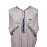 Cstmmdeshlv 0010 Men Moroccan High Quality Shiny Polyester Blend Light Pink Short Sleeves Thobe Jubba Kandora (2)