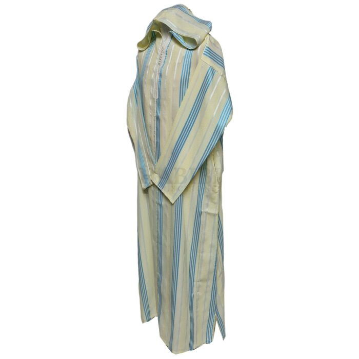 Ctnbgeblu 002 Cream Blue Cotton Moroccan Hooded Long Sleeve Thobe Djelleba (47)