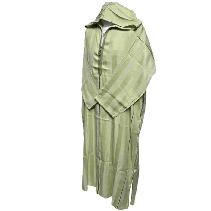 Ctnhd 001 Moroccan Cotton Blend Hooded Long Sleeves Green Thobe Jubba Djellaba (4)