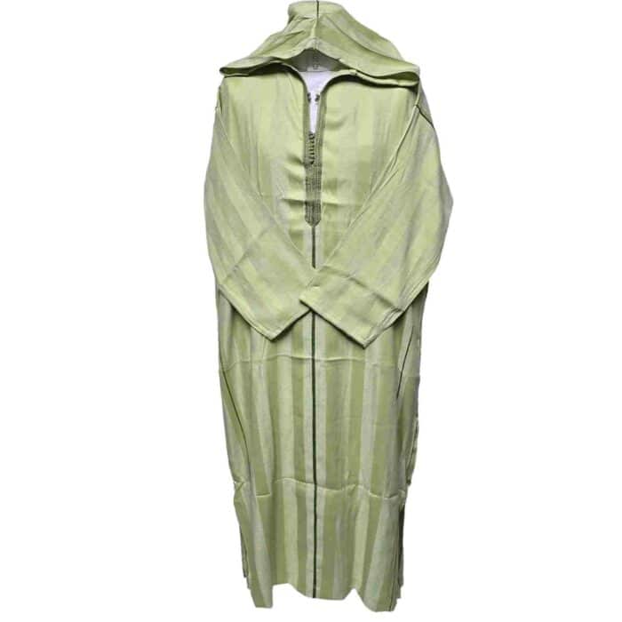 Ctnhd 001 Moroccan Cotton Blend Hooded Long Sleeves Green Thobe Jubba Djellaba (6)