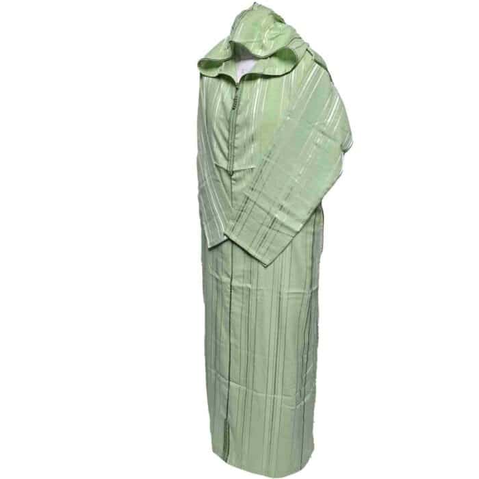 Ctnhd 002 Moroccan Cotton Blend Hooded Long Sleeves Green Thobe Jubba Djellaba(4)