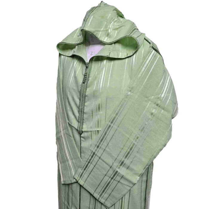 Ctnhd 002 Moroccan Cotton Blend Hooded Long Sleeves Green Thobe Jubba Djellaba(5)