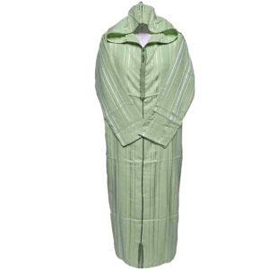 Ctnhd 002 Moroccan Cotton Blend Hooded Long Sleeves Green Thobe Jubba Djellaba(6)