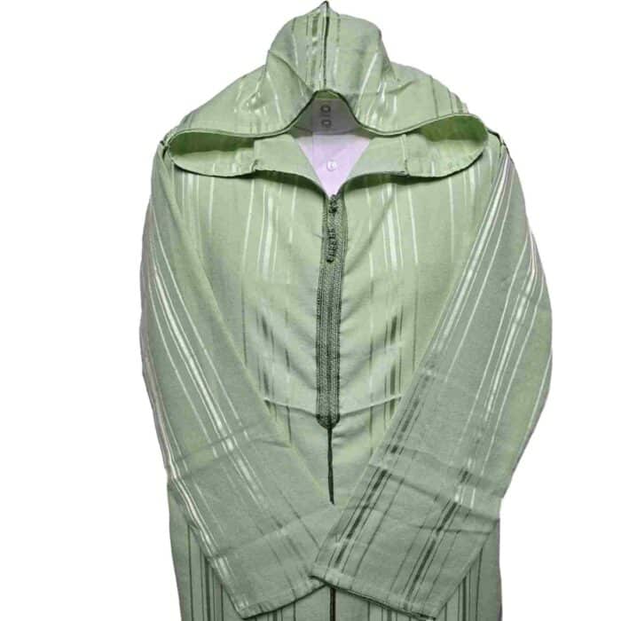 Ctnhd 002 Moroccan Cotton Blend Hooded Long Sleeves Green Thobe Jubba Djellaba(7)