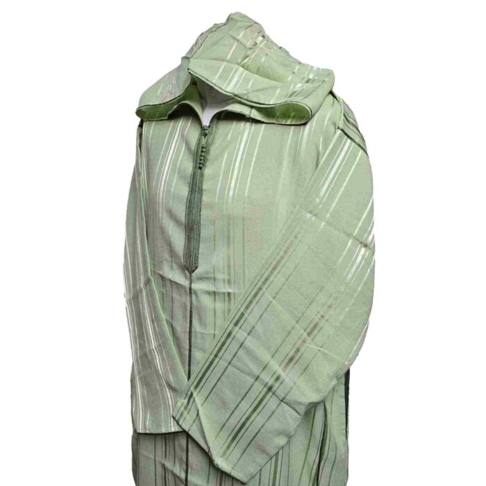 Ctnhd 003 Moroccan Cotton Blend Hooded Long Sleeves Green Thobe Jubba Djellaba (5)